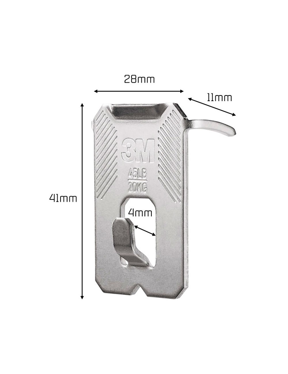 Gancho para paredes de yeso, 20 kg, 28 x 41 x 4 mm, 2 uds