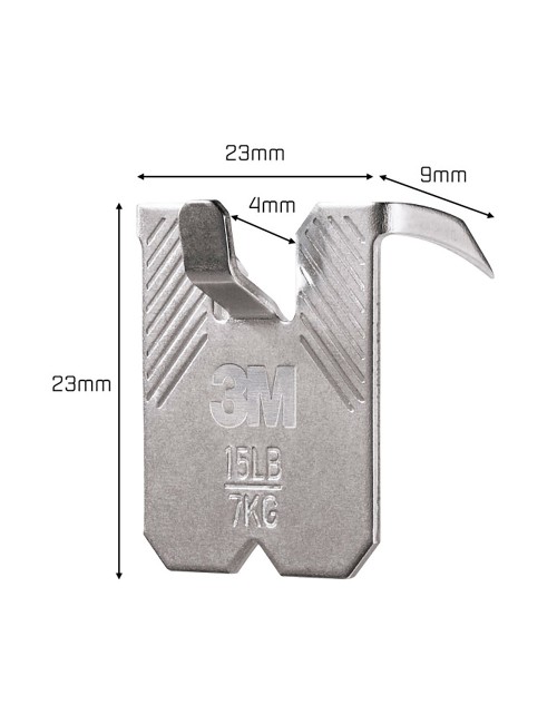 Gancho para paredes de yeso, 7 kg, 23 x 23 x 4 mm, 2 uds