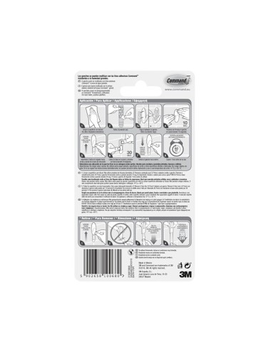 Gancho para toallas, grande, blanco, 1 ud + 2 tiras, máx 2,2 kg