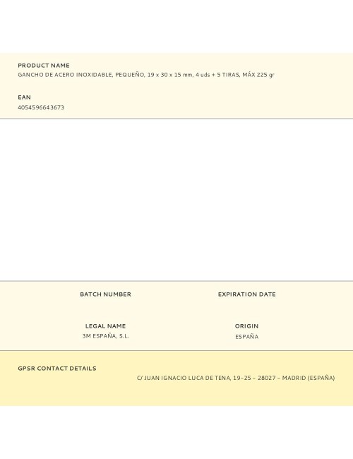 Gancho de acero inoxidable, pequeño, 19 x 30 x 15 mm, 4 uds + 5 tiras, máx 225 gr