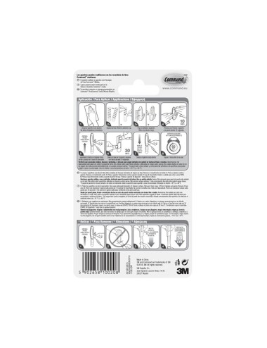 Gancho de diseño, mediano, blanco, 29 x 79 x 29 mm, 2 uds + 4 tiras, max 1,3 kg