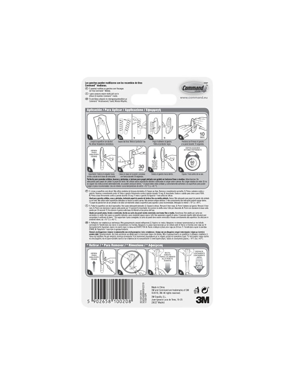 Gancho de diseño, mediano, blanco, 29 x 79 x 29 mm, 2 uds + 4 tiras, max 1,3 kg