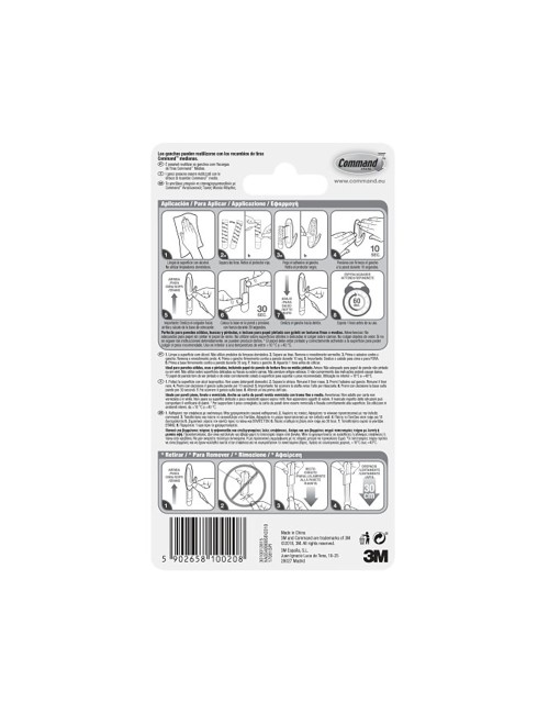 Gancho de diseño, mediano, blanco, 29 x 79 x 29 mm, 2 uds + 4 tiras, max 1,3 kg