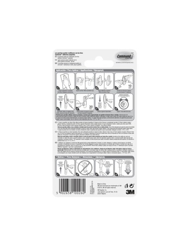 Gancho de diseño pequeño, blanco, 2 uds + 4 tiras, max 450 gr