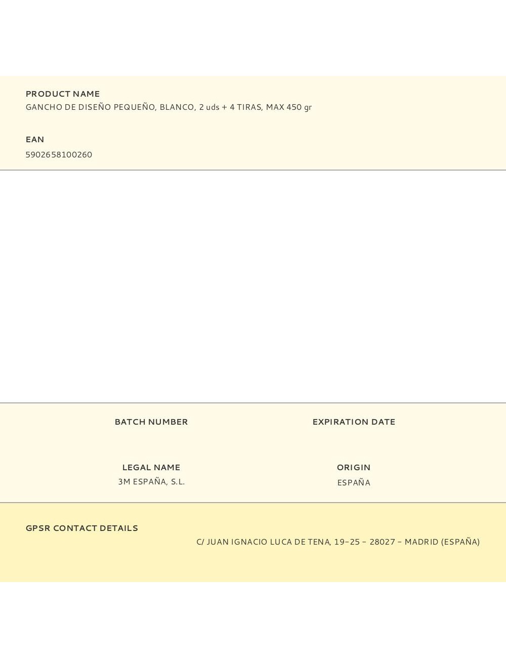 Gancho de diseño pequeño, blanco, 2 uds + 4 tiras, max 450 gr