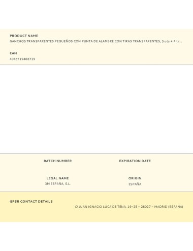 Ganchos transparentes pequeños con punta de alambre con tiras transparentes, 3 uds + 4 tiras, max 225 gr