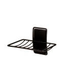 Jabonera para baño, negro mate, 1 ud + 2 tiras, máx 900 gr
