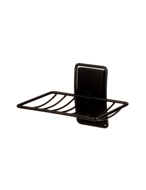 Jabonera para baño, negro mate, 1 ud + 2 tiras, máx 900 gr
