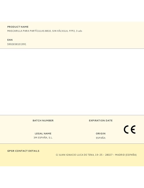 Mascarilla para partículas 8810, sin válvula, ffp2, 3 uds