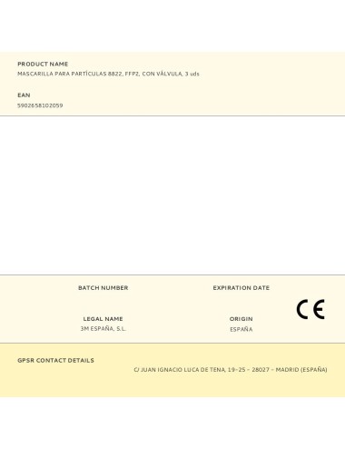 Mascarilla para partículas 8822, ffp2, con válvula, 3 uds