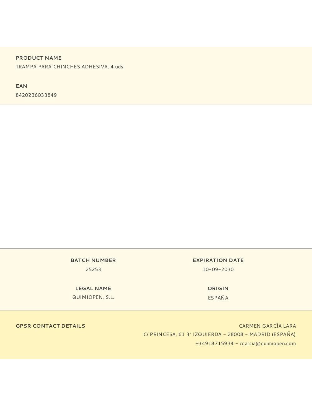 Trampa para chinches adhesiva, 4 uds