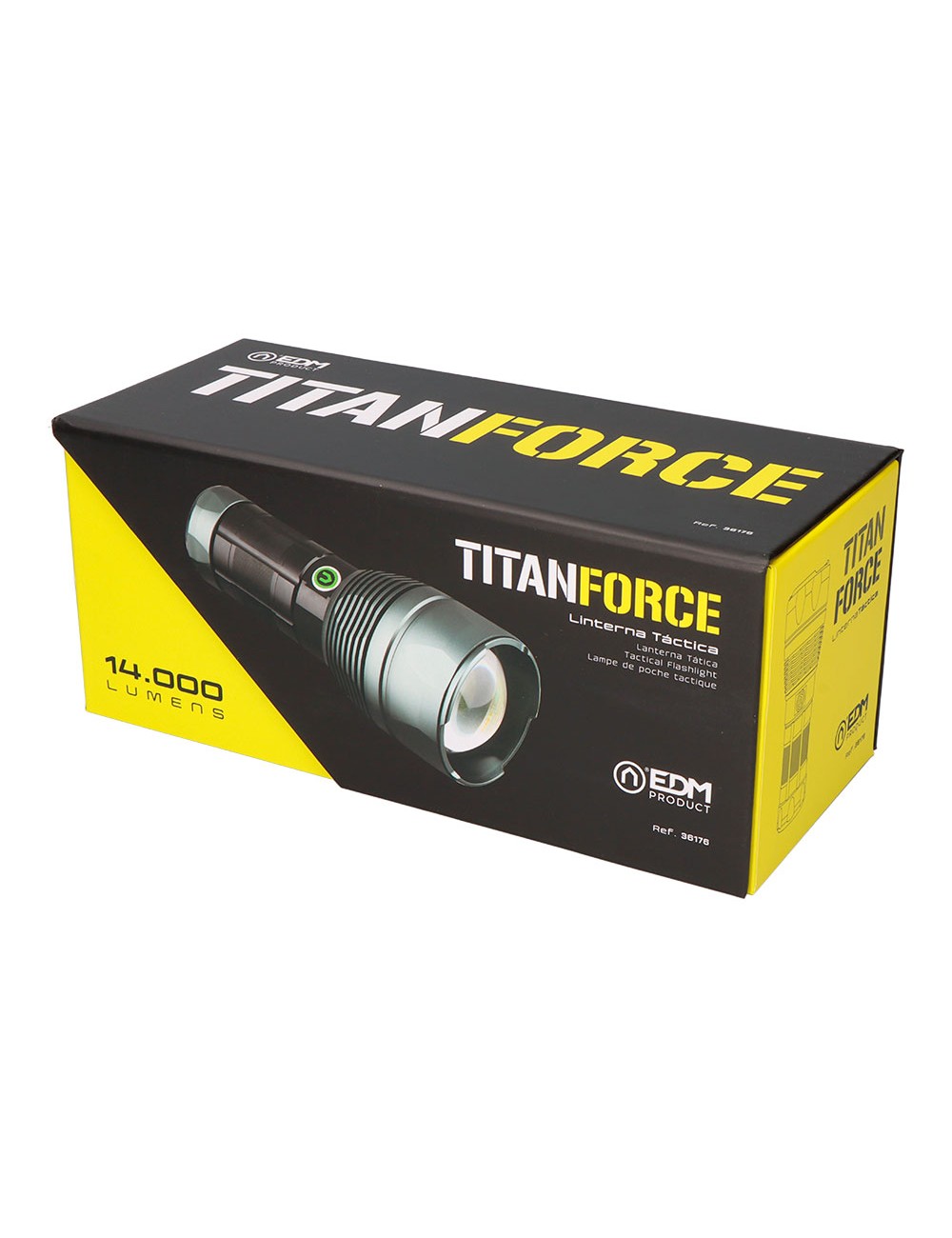 Linterna led táctica titanforce recargable 14.000 lm 6500 k 150 w ip44 + cordón
