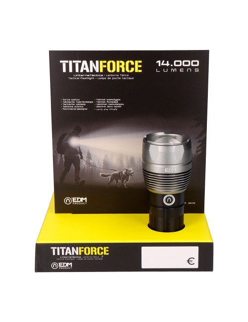 Linterna led táctica titanforce recargable 14.000 lm 6500 k 150 w ip44 + cordón