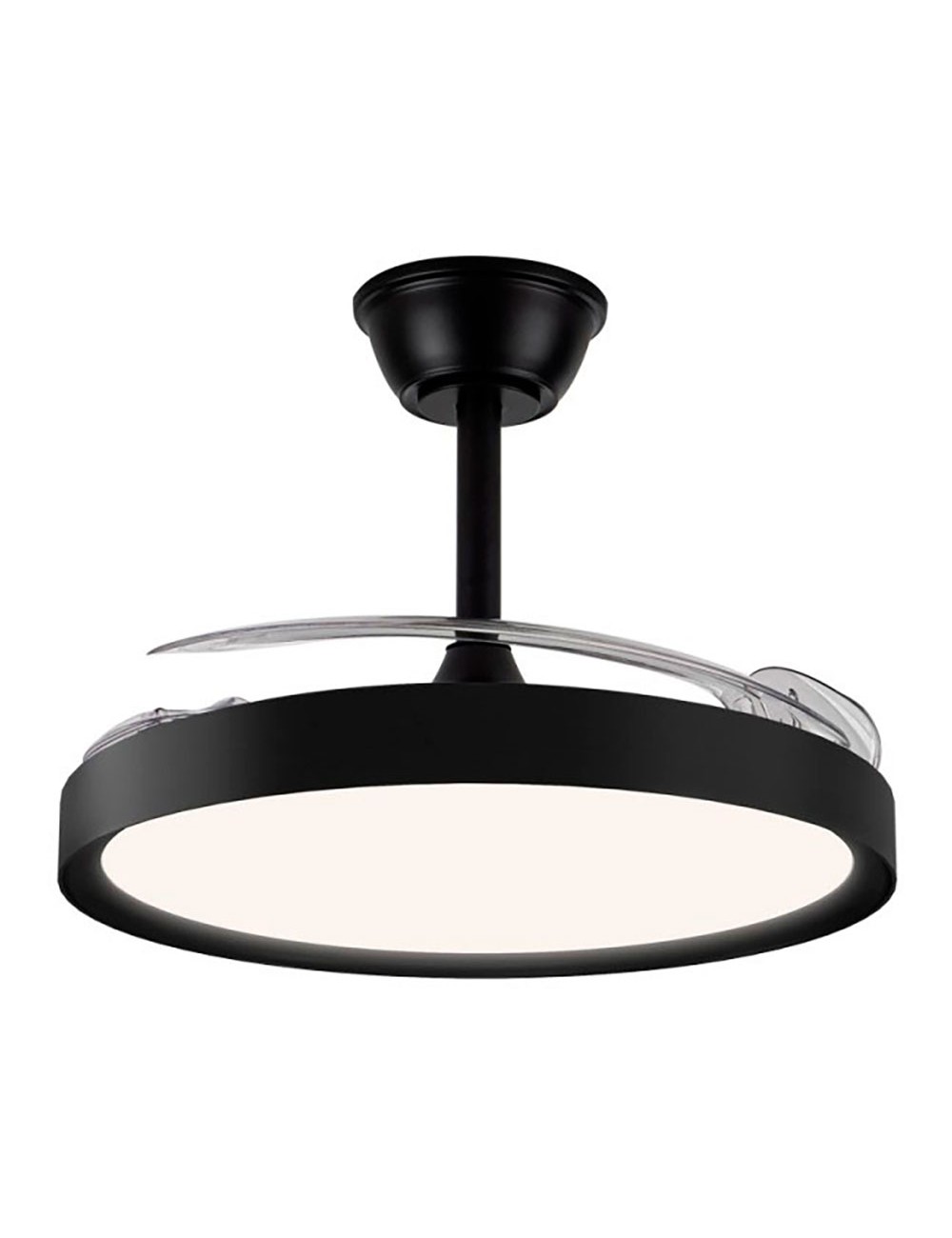 Ventilador de techo led 3cct aspas retráctiles polaris 43 w 4430 lm negro, aspas ø106 cm, plafón ø48,5 cm, altura 32 - 42 cm