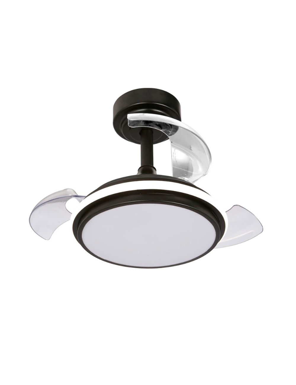 Ventilador de techo led 3cct aspas retráctiles antila mini xs 35 w 3000 lm negro, aspas ø55 cm, plafón ø32 cm, altura 38 - 4 ...