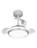 Ventilador de techo led 3cct aspas retráctiles antila mini xs 35 w 3000 lm plata, aspas ø55 cm, plafón ø32 cm, altura 38 - 4 ...