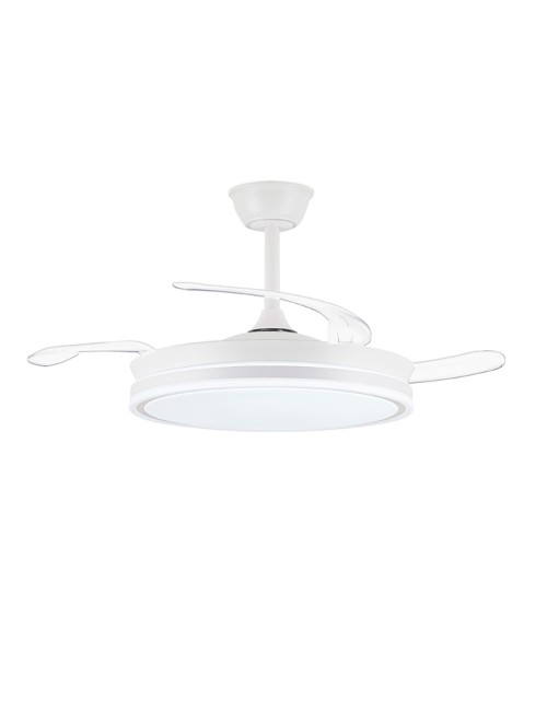 Ventilador de techo led 3cct aspas retráctiles evo smart 72 w 7920 lm blanco, aspas ø106 cm, plafón ø48,5 cm, altura 32 - 42 ...