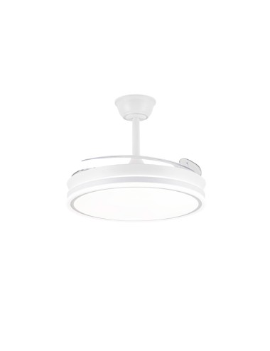 Ventilador de techo led 3cct aspas retráctiles evo smart 72 w 7920 lm blanco, aspas ø106 cm, plafón ø48,5 cm, altura 32 - 42 ...