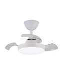 Ventilador de techo led 3cct aspas retráctiles hornet 32 w 3195 lm blanco, aspas ø56 cm, plafón ø26 cm, altura 34 - 44 cm