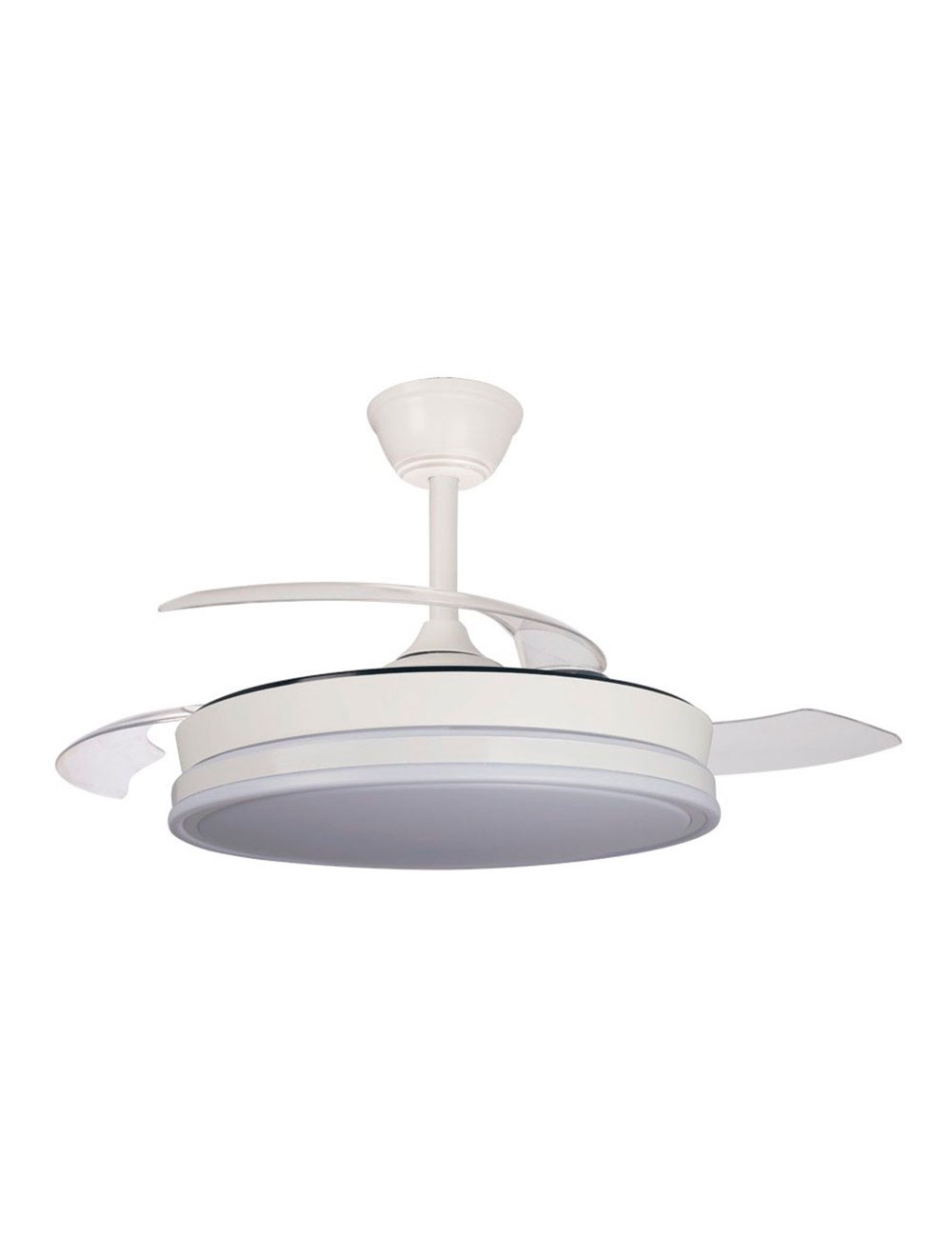 Ventilador de techo led 3cct aspas retráctiles supereco 45 w 4400 lm blanco, ø106 cm, plafón ø48,5 cm, altura 32 - 42 cm