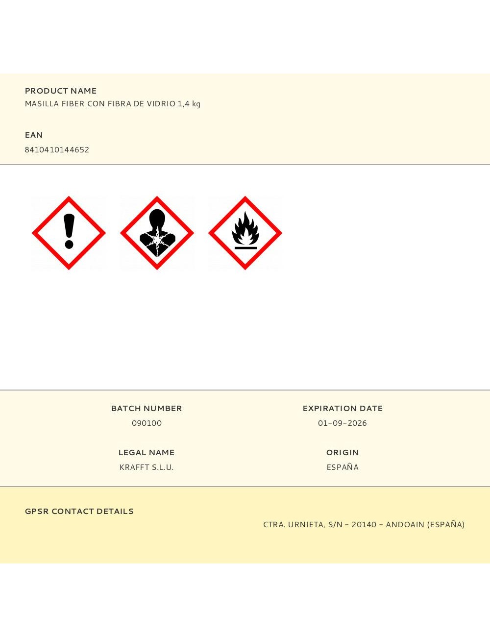Masilla fiber con fibra de vidrio 1,4 kg
