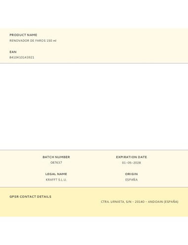 Renovador de faros 150 ml