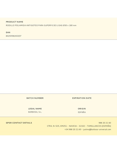 Rodillo poliamida antigoteo para superficies lisas ø50 x 180 mm