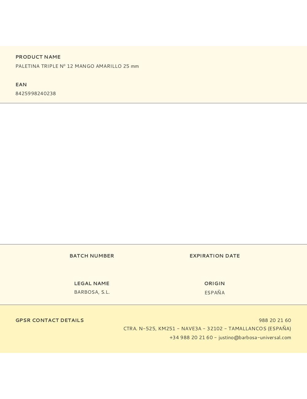 Paletina triple n 12 mango amarillo 25 mm