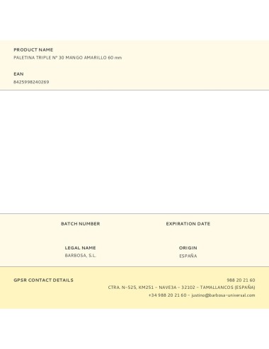 Paletina triple n 30 mango amarillo 60 mm