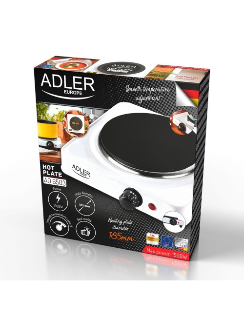 Cocina eléctrica un quemador 1500 w blanca, 25 x 28 x 7 cm