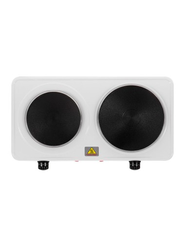 Cocina eléctrica dos quemadores 2500 w blanca, 46 x 26,5 x 7 cm