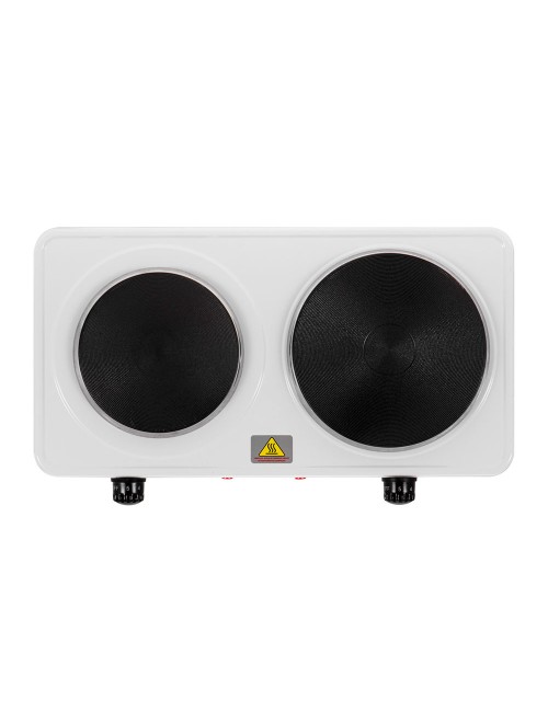 Cocina eléctrica dos quemadores 2500 w blanca, 46 x 26,5 x 7 cm