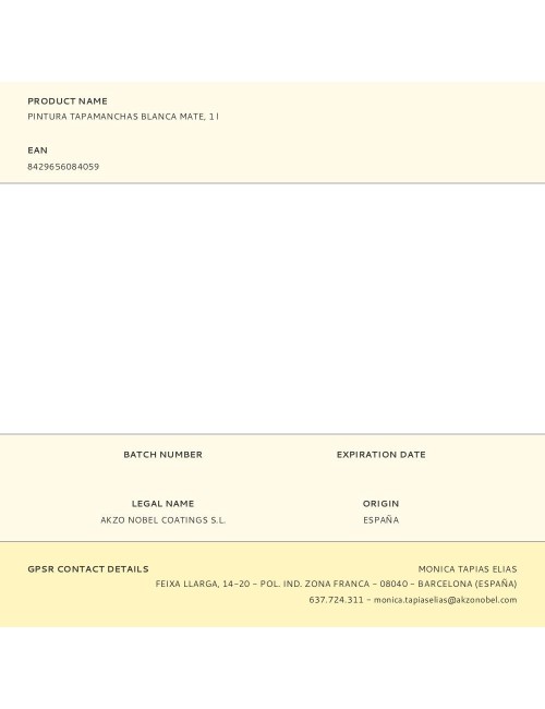 Pintura tapamanchas blanca mate, 1 l