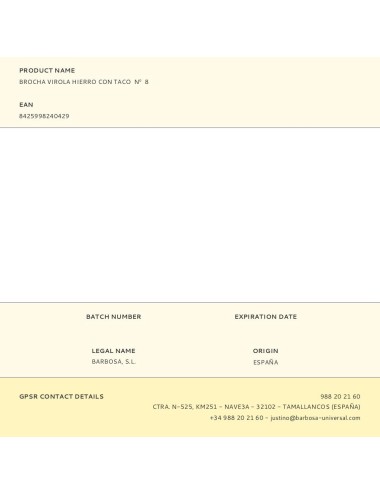 Brocha virola hierro con taco n 08 ø36 x 70 mm