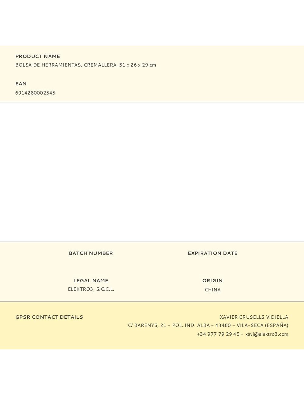 Bolsa de herramientas con cremallera (herramienta no incluida), 51 x 26 x 29 cm