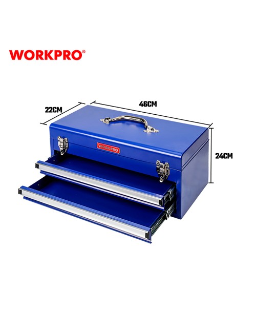 Caja de herramientas, metálica, 2 cajones, 46 x 24 x 22 cm