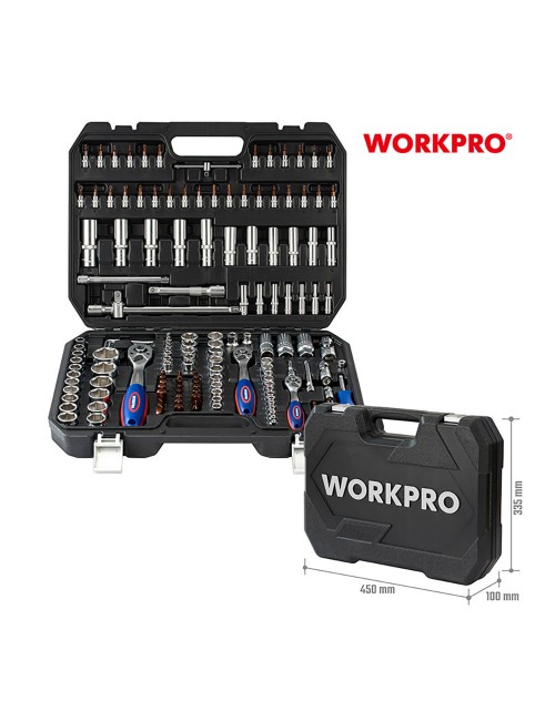 Juego herramientas, mecánico, 1/4"+ 3/8"+ 1/2", 172 piezas