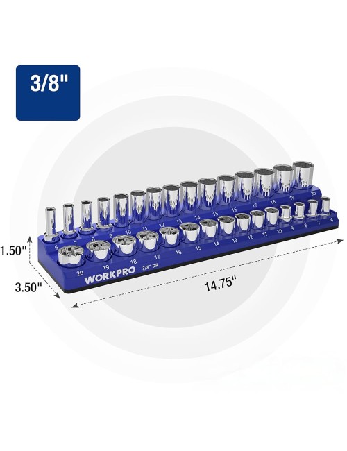 Organizador magnético vacío para vasos de 3/8" estándar