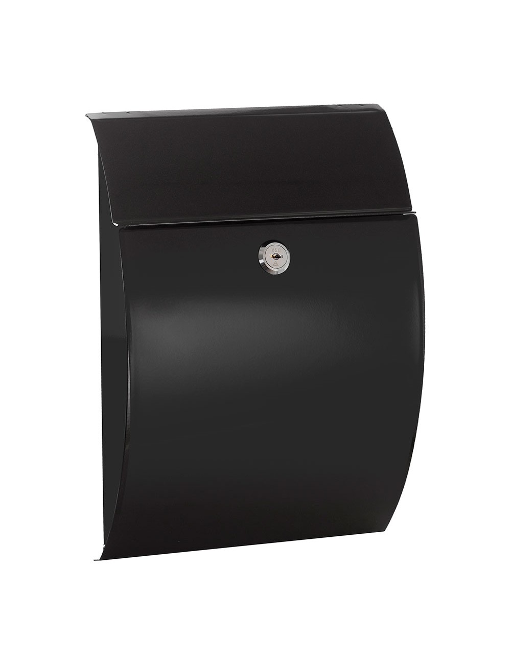 Buzón individual exterior, pequeño, galán, acero, negro, 21 x 7,5 x 29 cm