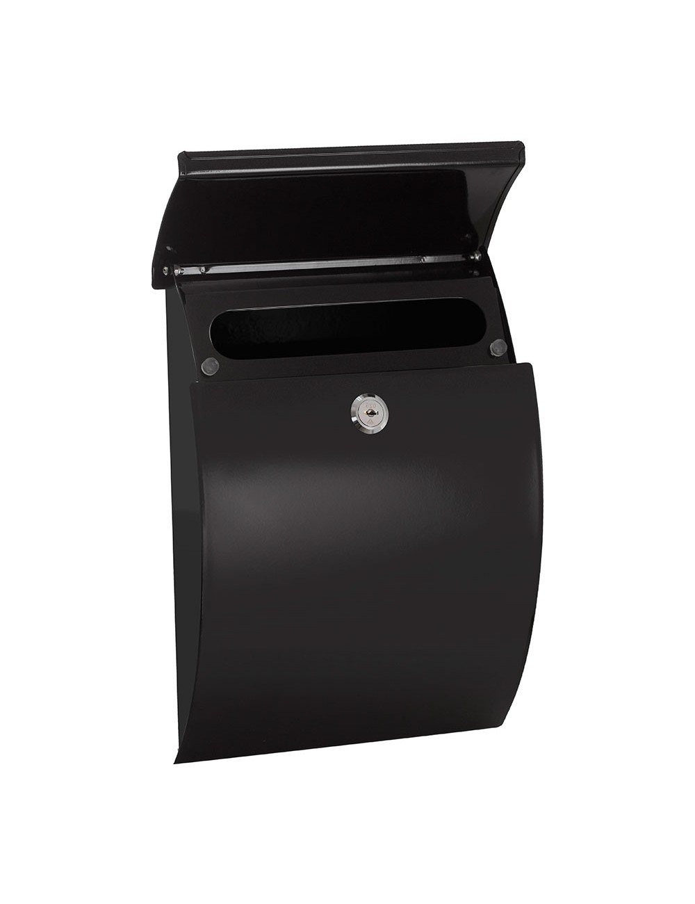 Buzón individual exterior, pequeño, galán, acero, negro, 21 x 7,5 x 29 cm