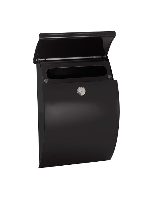 Buzón individual exterior, pequeño, galán, acero, negro, 21 x 7,5 x 29 cm