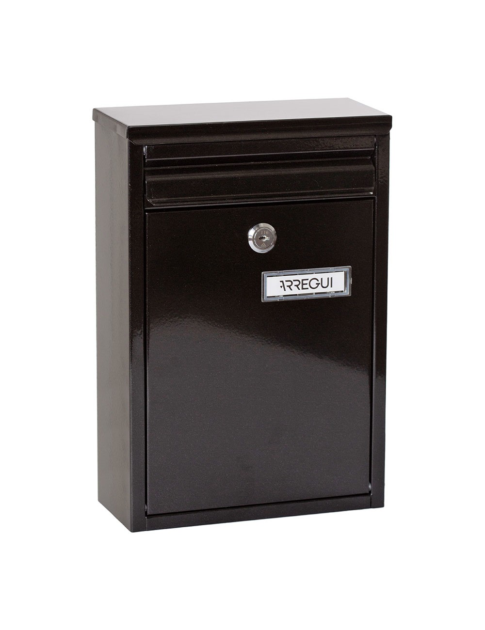 Buzón individual exterior, pequeño, zaguán, acero, negro, 22 x 8 x 32 cm