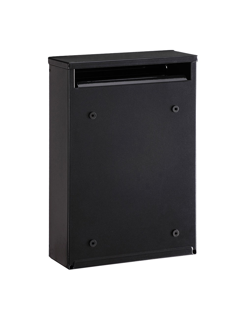 Buzón individual exterior, pequeño, zaguán, acero, negro, 22 x 8 x 32 cm