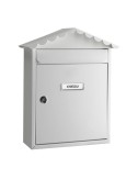 Buzón individual exterior, mediano, visit, acero, blanco, 30 x 11 x 36 cm