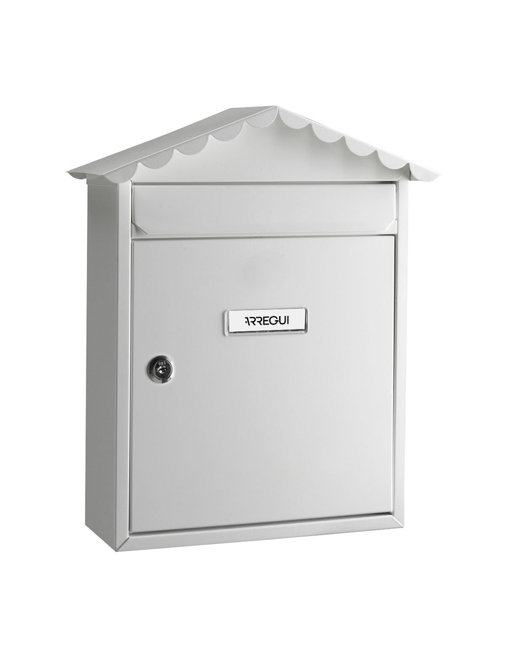 Buzón individual exterior, mediano, visit, acero, blanco, 30 x 11 x 36 cm