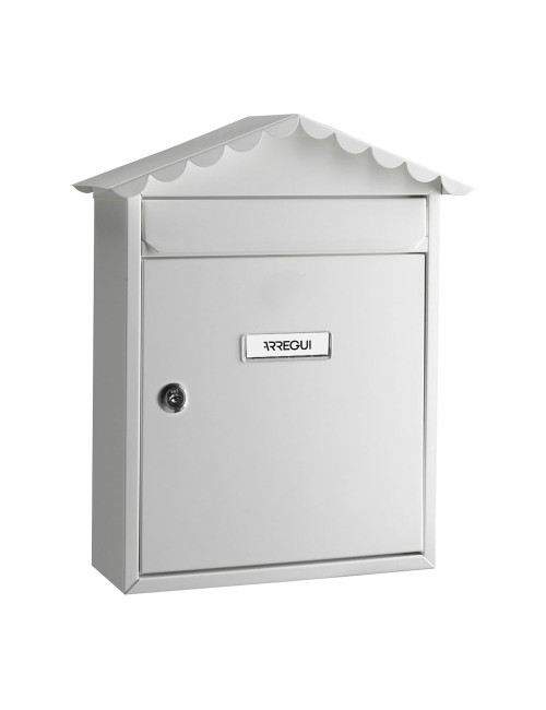 Buzón individual exterior, mediano, visit, acero, blanco, 30 x 11 x 36 cm