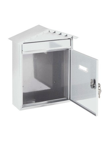 Buzón individual exterior, mediano, visit, acero, blanco, 30 x 11 x 36 cm