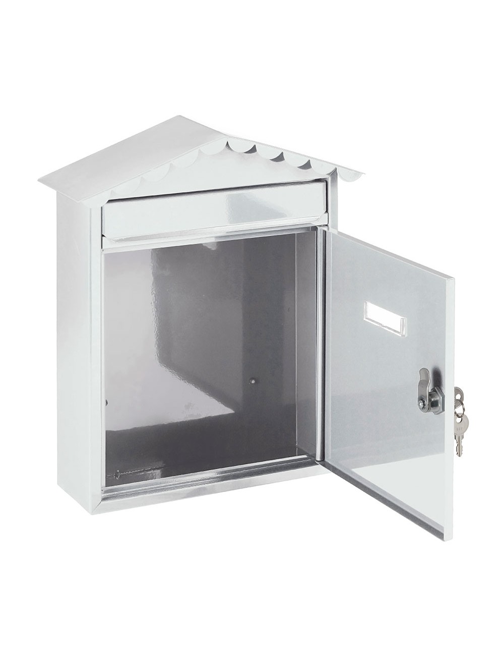 Buzón individual exterior, mediano, visit, acero, blanco, 30 x 11 x 36 cm