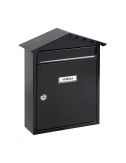Buzón individual exterior, mediano, visit, acero, negro, 30 x 11 x 36 cm