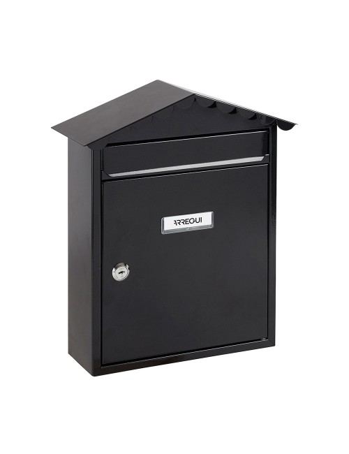 Buzón individual exterior, mediano, visit, acero, negro, 30 x 11 x 36 cm